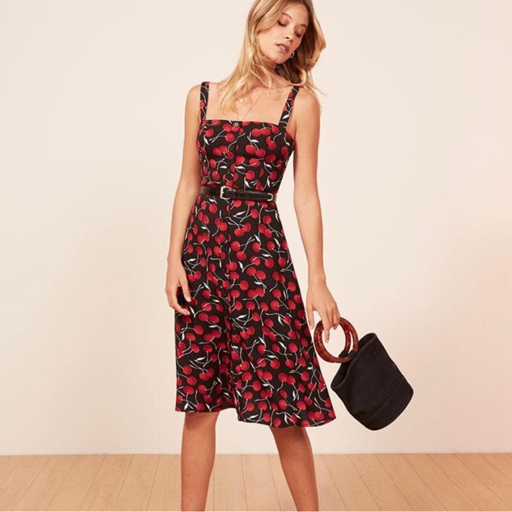 NWT Reformation Persimmon Dress Cherry Print Sz 2